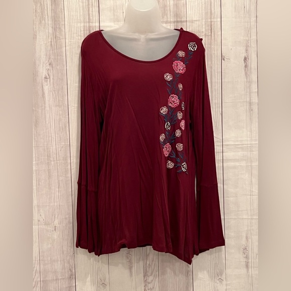 NY COLLECTION beautiful long bell sleeve embroidered blouse size XL - Picture 2 of 12